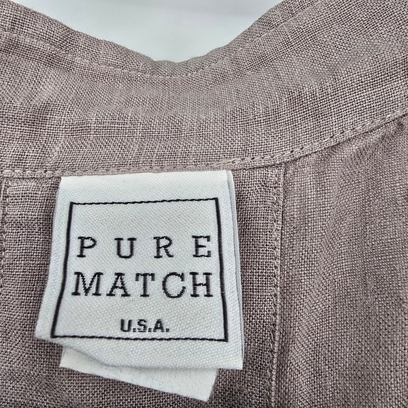 Pure Match USA Women's Linen Sleeveless Open Front Vest Beige Size‎ Large - Picture 4 of 9